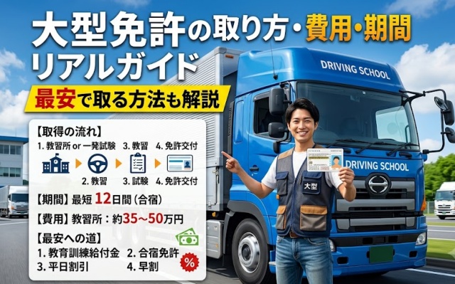 大型免許の取り方・費用・期間リアルガイド｜最安で取る方法も解説